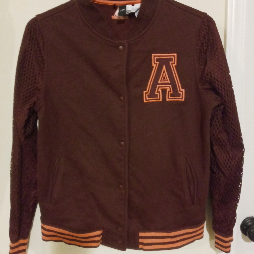 ADIDAS Maroon and Peach Letterman's Jacket